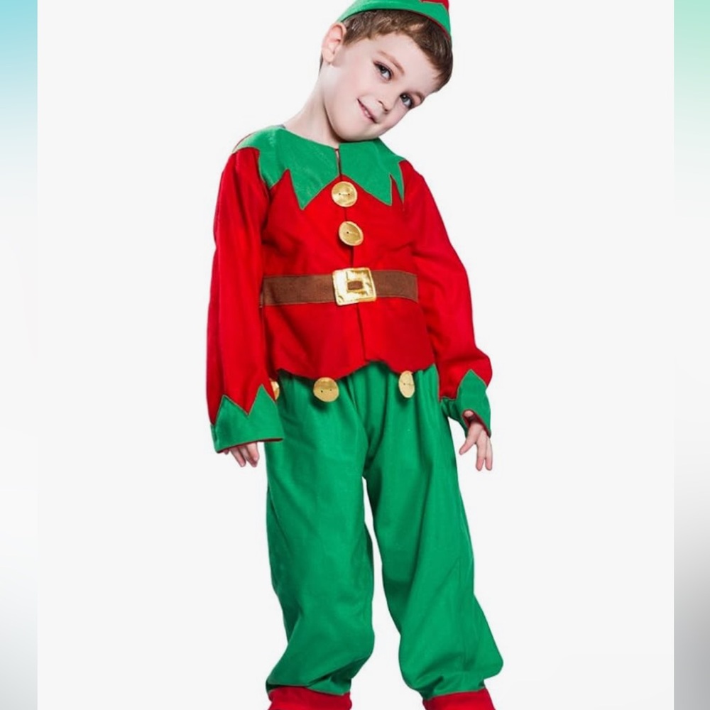 KIDS ELF COSTUME HALLOWEEN CHRISTMAS SZ LARGE KIDS SIZE 10 min